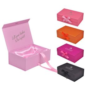 Custom Printied Paper Satin Lined Wig Boxes With Silk Ribbon Hair Extension Packaging Box