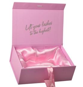 Custom Clothing Pink Lingerie Gift Box with Magnetic Lid For Gift Mystery Box Folding Gift Box With Satin Lined