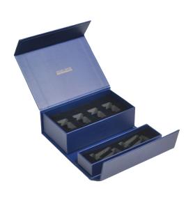 Navy Blue Luxury Wine Bottle Set Gift Boxes and Packaging Honey Jar Paper Boxes With Foam Insert