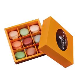 Custom Branded Rectangle 9 Pieces Square Cookie Macaron Folding Paper Lid And Base Boxes 