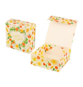 Customized Logo Magnetic Snap Jewelry Gift Boxes Flower Pattern Necklace Foldable Magnet Box Packaging