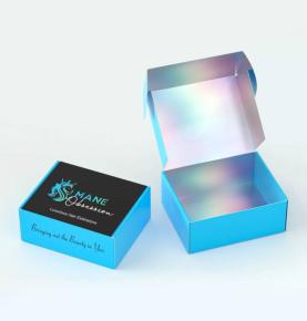 Custom Metallic Logo Webshop Holographic Shipping Corrugated Mailer Boxes Apparel Uniforms Packaging