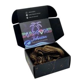 Custom Black Printed Hair Extension Shipping Packaging Mailer Boxes with Logo