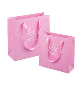 Wholesale Custom Print Luxury Pink Cardboard Shopping Gift Paper Jewelry Bags With Logo 