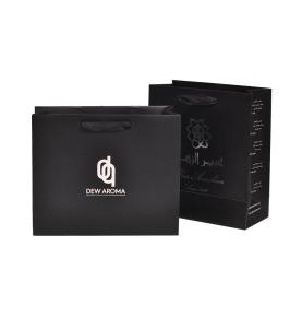 Custom Printed Logo Luxury Black Paper Bag Retail Boutique Shopping Gift Paper Bags 