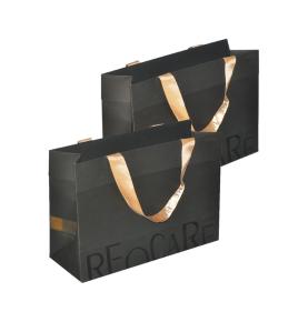 High Quality Customized Grey Paper Bags With Silk Handle For Hair Extension Packaging
