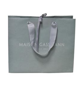 Garment Grey Paper Bag Manufacturer Custom Printed Ribbon Handle Clothing Paper Bags