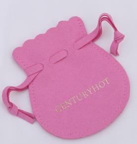 Pink Drawstring Jewelry Suede Pouches With Round Shape For Bracelet